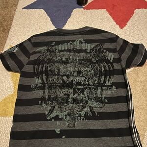 First Wave Black and Gray Striped Tee
